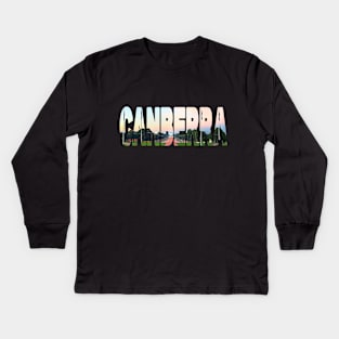 CANBERRA - ACT Australia Sunrise from War Memorial Kids Long Sleeve T-Shirt